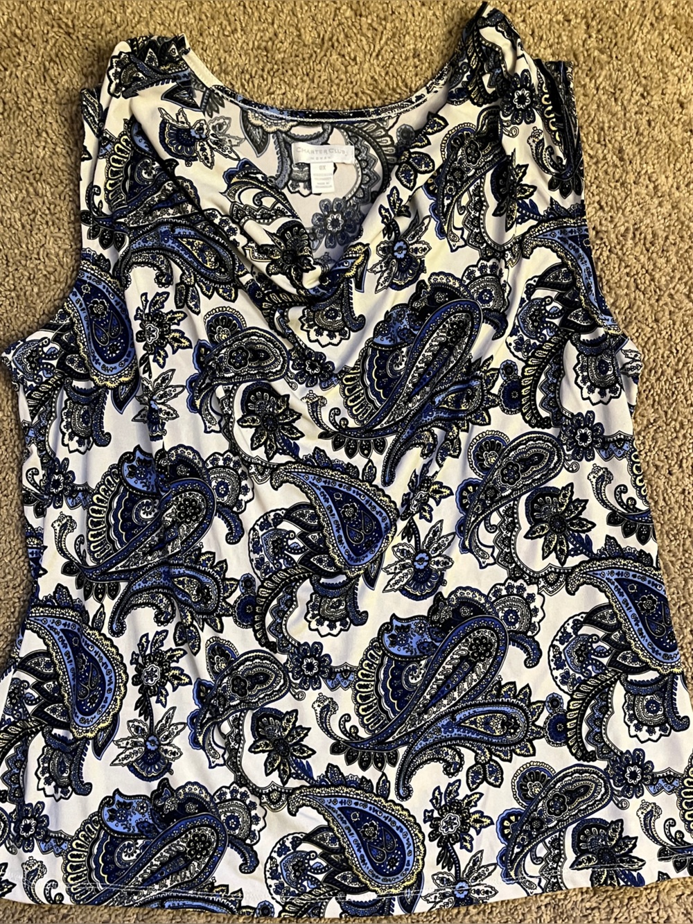 Charter Club Paisley Print Shell in Blue and White